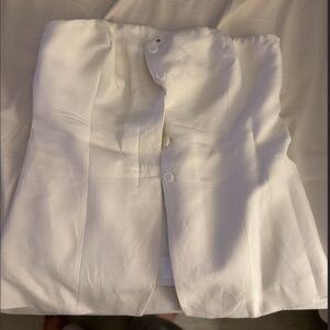 strapless white button down top